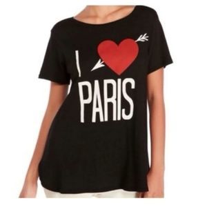 Wild Fox I Love Paris Black Red White Short Sleeve Tee